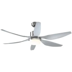 HomCom 52-in Brushed Nickel LED Downrod 6-Blade Reversible Ceiling Fan With Handheld Remote Control Included