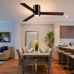 HomCom 52-in Brown LED Flush Mount 3-Blade Ceiling Fan With Handheld Remote Control Included 7 HomCom 52-in Brown LED Flush Mount 3-Blade Ceiling Fan With Handheld Remote Control Included -Globe Lite Shop 331025481 AlternateImage1 l
