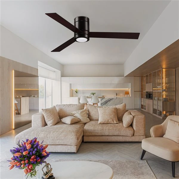 HomCom 52-in Brown LED Flush Mount 3-Blade Ceiling Fan With Handheld Remote Control Included 4 HomCom 52-in Brown LED Flush Mount 3-Blade Ceiling Fan With Handheld Remote Control Included - Image 4