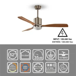 Clihome 52-in Light Wood LED Indoor 3-Blade Ceiling Fan with Remote Control -Globe Lite Shop 331063214 AlternateImage3 l