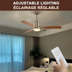 Clihome 52-in Light Wood LED Indoor 3-Blade Ceiling Fan with Remote Control