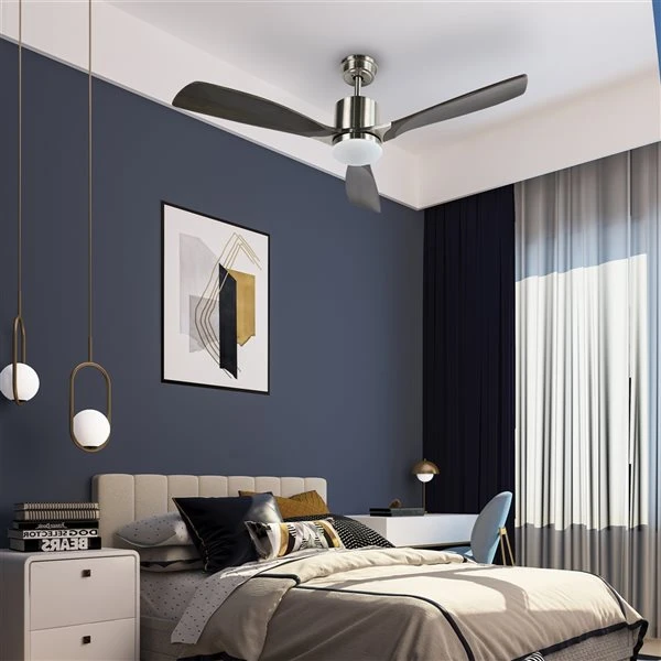 Clihome 52-in Grey-Black LED 3-Blade Solid Wood Ceiling Fan With Remote Control 5 Clihome 52-in Grey-Black LED 3-Blade Solid Wood Ceiling Fan With Remote Control - Image 5