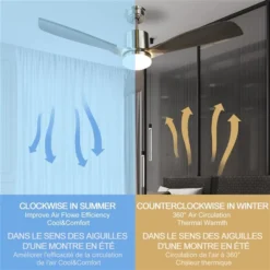 Clihome 52-in Grey-Black LED 3-Blade Solid Wood Ceiling Fan With Remote Control