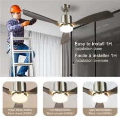 Clihome 52-in Grey-Black LED 3-Blade Solid Wood Ceiling Fan With Remote Control 8 Clihome 52-in Grey-Black LED 3-Blade Solid Wood Ceiling Fan With Remote Control -Globe Lite Shop 331063217 AlternateImage4 l