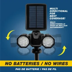 Bell + Howell Bionic Duo 110-degree 500-lumen Black Solar-Powered Integrated LED Motion-Activated Spotlight With Timer 7 Bell + Howell Bionic Duo 110-degree 500-lumen Black Solar-Powered Integrated LED Motion-Activated Spotlight With Timer -Globe Lite Shop 331064523 AlternateImage1 l