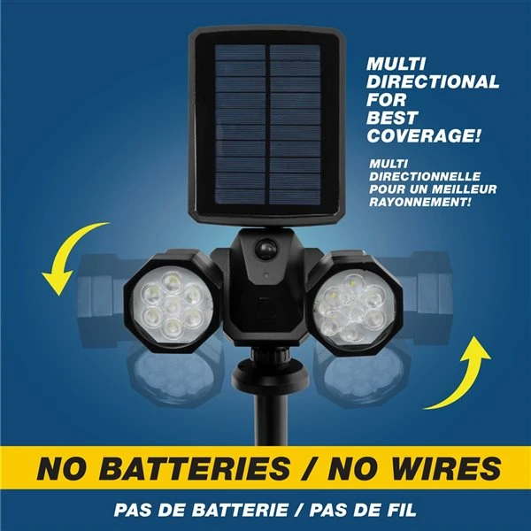 Bell + Howell Bionic Duo 110-degree 500-lumen Black Solar-Powered Integrated LED Motion-Activated Spotlight With Timer 3 Bell + Howell Bionic Duo 110-degree 500-lumen Black Solar-Powered Integrated LED Motion-Activated Spotlight With Timer - Image 3