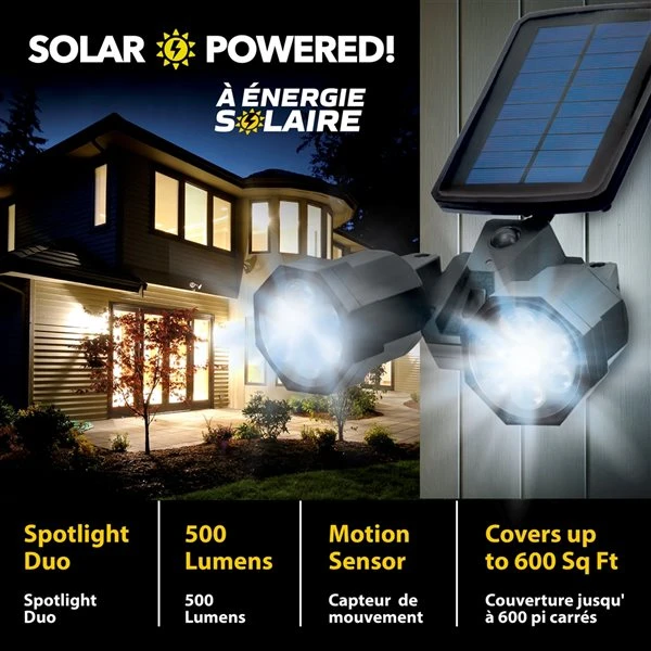 Bell + Howell Bionic Duo 110-degree 500-lumen Black Solar-Powered Integrated LED Motion-Activated Spotlight With Timer 4 Bell + Howell Bionic Duo 110-degree 500-lumen Black Solar-Powered Integrated LED Motion-Activated Spotlight With Timer - Image 4