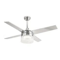 Parrot Uncle 48-in 4-Blade Silver Indoor Downrod Mount Ceiling Fan (Remote Control Included) -Globe Lite Shop 332004811 MainImage 001 l