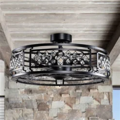 Parrot Uncle 27-in 3-Blade Black Indoor Downrod Mount Ceiling Fan (Remote Control Included)