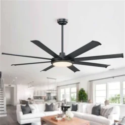 Parrot Uncle 60-in 8-Blade Black Indoor Downrod Mount Ceiling Fan (Remote Control Included) -Globe Lite Shop 332004815 AlternateImage1 l