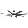 Parrot Uncle 60-in 8-Blade Black Indoor Downrod Mount Ceiling Fan (Remote Control Included)