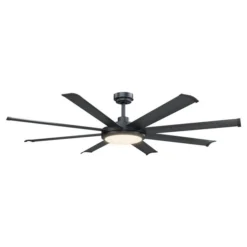 Parrot Uncle 60-in 8-Blade Black Indoor Downrod Mount Ceiling Fan (Remote Control Included)
