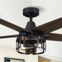 Parrot Uncle 52-in 5-Blade Dark Brown Indoor Downrod Mount Ceiling Fan(Remote Control Included)