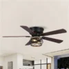 Parrot Uncle 48-in 5-Blade Brown Indoor Flush Mount Ceiling Fan (Remote Control Included)
