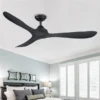 Parrot Uncle 56-in 3-Blade Black Indoor Downrod Mount Ceiling Fan (Remote Control Included)