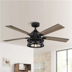 Parrot Uncle 52-in 5-Blade Black Indoor Downrod Mount Ceiling Fan (Remote Control Included) -Globe Lite Shop 332004821 AlternateImage1 l