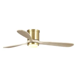 Parrot Uncle 52-in 3-Blade Light Brown Indoor Flush Mount Ceiling Fan Integrated (Remote Control Included)