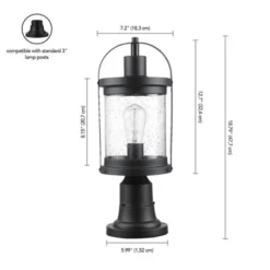 Globe Electric Zeke 19-in 1-Light Matte Black Post Light Fixture