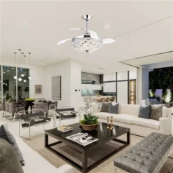 Parrot Uncle Indoor Chrome Retractable Ceiling Fan With Light Kit And Remote Control 42-in -Globe Lite Shop 332009747 AlternateImage2 l