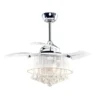 Parrot Uncle Indoor Chrome Retractable Crystal Chandelier Ceiling Fan With Remote 36-in