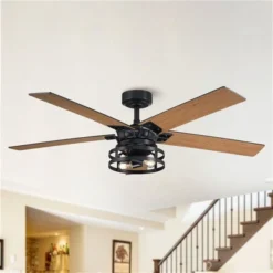 Parrot Uncle Black Industrial Reversible Ceiling Fan With Remote And Light Kit 52-in -Globe Lite Shop 332009755 AlternateImage1 l