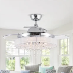 Parrot Uncle LED Indoor Chrome Retractable Ceiling Fan With Light Kit And Remote 42-in -Globe Lite Shop 332009761 AlternateImage1 l