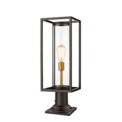 Z-Lite Deep Bronze And Brass Dunbroch 1-Light Outdoor Pier Mounted Fixture