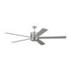 Generation Lighting Vision 72-in Integrated LED Silver Ceiling Fan - Handheld Remote Control Included (5-blade)