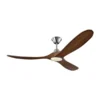 Generation Lighting Maverick 60-in Koa And Brushed Steel Integrated LED Indoor/Outdoor Ceiling Fan (3-blade)