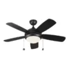 Generation Lighting Discus Classic 44-in Black Integrated LED Ceiling Fan (5-blade)