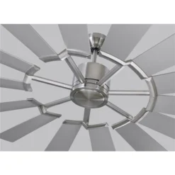 Generation Lighting Prairie 62-in Brushed Steel Integrated LED Indoor/Outdoor Ceiling Fan With Remote Control (14-blade)
