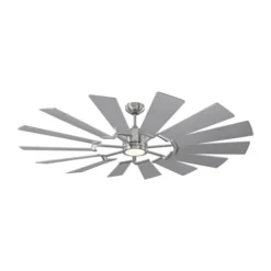 Generation Lighting Prairie 62-in Brushed Steel Integrated LED Indoor/Outdoor Ceiling Fan With Remote Control (14-blade) -Globe Lite Shop 332018842 MainImage 001 l