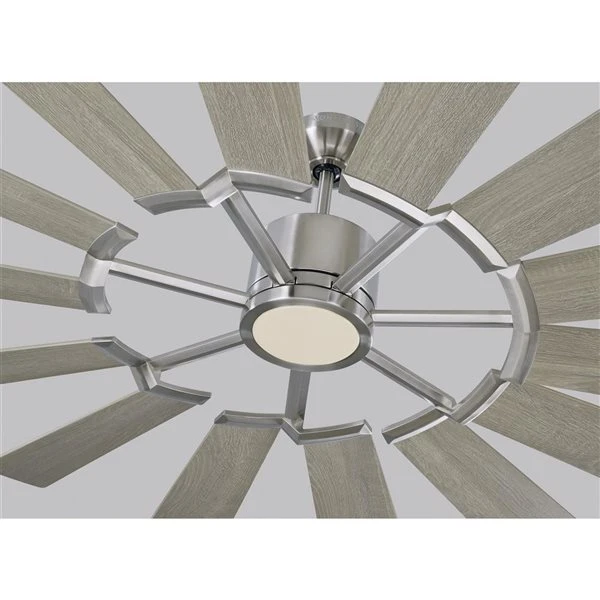 Generation Lighting Prairie 72-in Brushed Steel Integrated LED Indoor/Outdoor Ceiling Fan With Remote Control (14-blade) 4 Generation Lighting Prairie 72-in Brushed Steel Integrated LED Indoor/Outdoor Ceiling Fan With Remote Control (14-blade) - Image 4