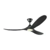 Generation Lighting Maverick 60-in Matte Black Integrated LED Indoor/Outdoor Ceiling Fan (3-blade)