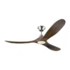 Generation Lighting Maverick 60-in Dark Walnut And Brushed Steel Integrated LED Indoor/Outdoor Ceiling Fan (3-blade)