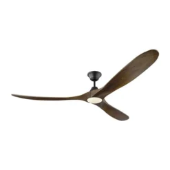 Generation Lighting Maverick Max 70-in Dark Walnut And Matte Black Integrated LED Indoor/Outdoor Ceiling Fan (3-blade)