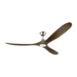 Generation Lighting Maverick Max 70-in Dark Walnut And Brushed Steel Integrated LED Indoor/Outdoor Ceiling Fan (3-blade)