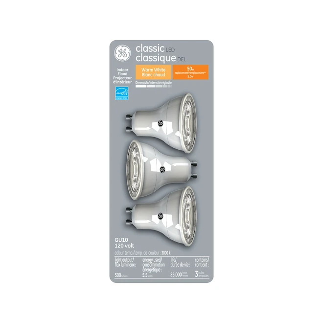 GE Warm White 50W Replacement LED GU10 - 3-Pack 1 GE Warm White 50W Replacement LED GU10 - 3-Pack