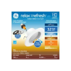 GE Relax/Refresh Color-Changing 50W Replacement 4-in Recessed Can Indoor Floodlight RS4 (1-Pack)