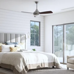 Harbor Breeze Sauble Beach 44-in Brushed Nickel Ceiling Fan (3 Blades) -Globe Lite Shop 43105015d L