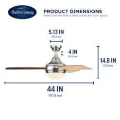 Harbor Breeze Sauble Beach 44-in Brushed Nickel Ceiling Fan (3 Blades) -Globe Lite Shop 43105015ea L