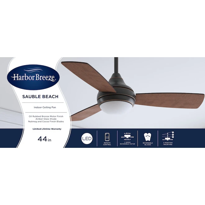 Harbor Breeze Sauble Beach 44-in Oiled Bronze Ceiling Fan (3 Blades) 1 Harbor Breeze Sauble Beach 44-in Oiled Bronze Ceiling Fan (3 Blades)