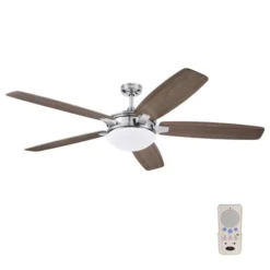 Harbor Breeze Coastal Key 70-in Brushed Nickel Ceiling Fan (5 Blades) -Globe Lite Shop 43105028 L