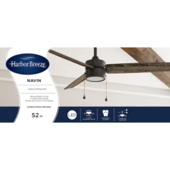 Harbor Breeze Navin 52-in Bronze Ceiling Fan With 3 Reversible Blades 9 Harbor Breeze Navin 52-in Bronze Ceiling Fan With 3 Reversible Blades -Globe Lite Shop 43105034da L