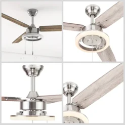 Harbor Breeze 48-in Dia Brsuhed Nickel Ceiling Fan 3 Reversible Blades -Globe Lite Shop 43105038b L