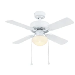 Harbor Breeze Ceiling Fan - 4 Reversible Blades - White And Driftwood - 36-in Dia -Globe Lite Shop 43105044 L