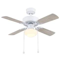 Harbor Breeze Ceiling Fan - 4 Reversible Blades - White And Driftwood - 36-in Dia -Globe Lite Shop 43105044b L