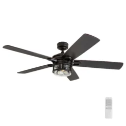 Harbor Breeze Seguin Falls 3-Speed 48-in Black Ceiling Fan With 5 Blades -Globe Lite Shop 43105053 L