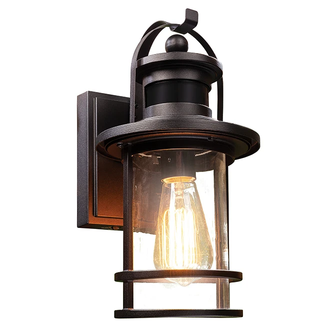 Globe Electric Globe Outdoor Wall Lantern - Congress Model - 180° Motion Detector - Black 1 Globe Electric Globe Outdoor Wall Lantern - Congress Model - 180° Motion Detector - Black