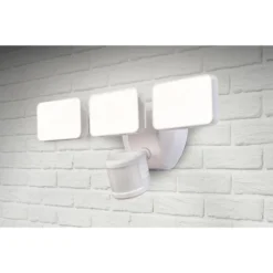Globe Electric Security Light With Miton Sensor - 3 Lights - White -Globe Lite Shop 51025181c L